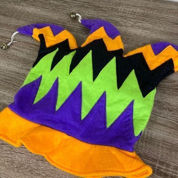 Mardi Gras Jester Hat Bells New Orleans Unisex Costume Halloween Orange Adult OS - Picture 2 of 12